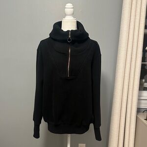 Elegant Black Cowl Neck Sweater with Zipper